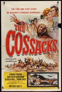 7d177 COSSACKS 1sh '60 I Cosacchi, John Drew Barrymore, Edmund Purdom, cool art!