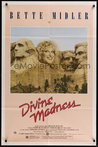 7d227 DIVINE MADNESS style A 1sh '80 wacky image of Bette Midler as part of Mt. Rushmore!