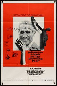 7d244 DROWNING POOL 1sh '75 cool image of Paul Newman as private eye Lew Harper!