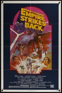7d253 EMPIRE STRIKES BACK 1sh R82 George Lucas sci-fi classic, different art by Tom Jung!