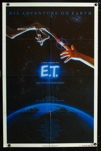 7d246 E.T. THE EXTRA TERRESTRIAL 1sh '82 Steven Spielberg classic, Alvin art!