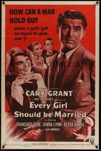 7d261 EVERY GIRL SHOULD BE MARRIED style A 1sh R54 Cary Grant, Diana Lynn, Betsy Drake!