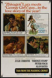 7d277 FAR FROM THE MADDING CROWD 1sh '68 Julie Christie, Terence Stamp, Peter Finch, Schlesinger!