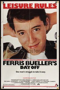 7d281 FERRIS BUELLER'S DAY OFF 1sh '86 c/u of Matthew Broderick in John Hughes teen classic!