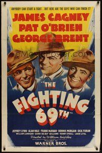 7d285 FIGHTING 69th 1sh '40 great art of WWI soldiers James Cagney, Pat O'Brien & George Brent!
