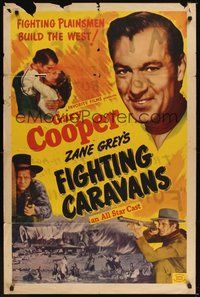 7d286 FIGHTING CARAVANS 1sh R50 Zane Grey, fighting plainsman Gary Cooper, Lily Damita!