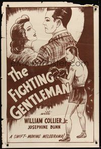 7d288 FIGHTING GENTLEMAN 1sh R1940s William Collier, Jr., cool boxing artwork!
