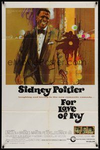 7d306 FOR LOVE OF IVY 1sh '68 Daniel Mann, cool artwork of Sidney Poitier!