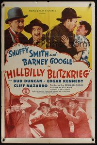 7d401 HILLBILLY BLITZKRIEG 1sh '42 Bud Duncan as Snuffy Smith in WWII!