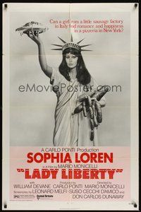 7d496 LADY LIBERTY 1sh '72 great wacky image of sexy Sophia Loren as Statue of Liberty!