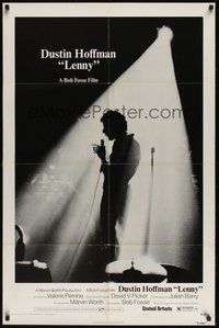 7d516 LENNY style A 1sh '74 cool silhouette image of Dustin Hoffman as comedian Lenny Bruce!