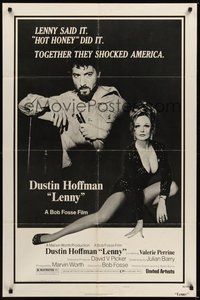 7d517 LENNY style B 1sh '74 Dustin Hoffman as comedian Lenny Bruce w/microphone, Valerine Perrine!
