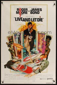 7d529 LIVE & LET DIE 1sh '73 art of Roger Moore as James Bond by Robert McGinnis!