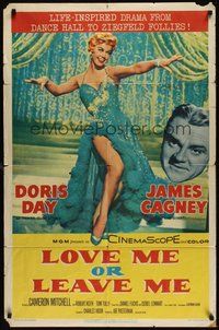 7d540 LOVE ME OR LEAVE ME 1sh '55 full-length sexy Doris Day as famed Ruth Etting, James Cagney!