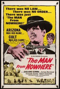 7d559 MAN FROM NOWHERE 1sh '68 Michele Lupo's Arizona Colt, Giuliano Gemma & Corinne Marchand!