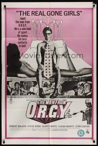 7d560 MAN FROM O.R.G.Y. 1sh '70 he's a new kind of agent that makes his best contacts in bed!