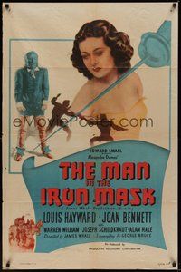 7d561 MAN IN THE IRON MASK 1sh R47 Louis Hayward, sexy Joan Bennett, directed by James Whale