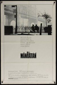 7d567 MANHATTAN style B 1sh '79 classic image of Woody Allen & Diane Keaton by bridge!