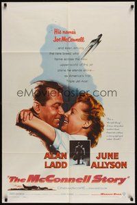 7d574 McCONNELL STORY 1sh '55 Alan Ladd is America's first triple jet ace, June Allyson!