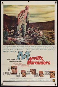 7d576 MERRILL'S MARAUDERS 1sh '62 Samuel Fuller, Jeff Chandler, true story from WWII!