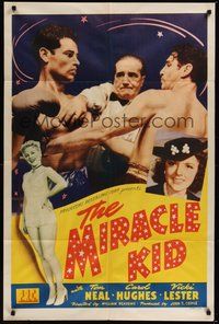 7d580 MIRACLE KID 1sh '41 great close up image of boxer Tom Neal in ring & sexy Carol Hughes!