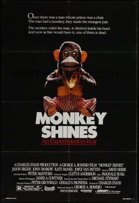 7d584 MONKEY SHINES 1sh '88 George Romero directed, image of really creepy cymbal monkey!