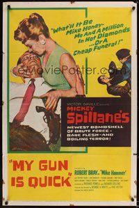 7d618 MY GUN IS QUICK 1sh '57 Mickey Spillane, introducing Robert Bray as Mike Hammer!