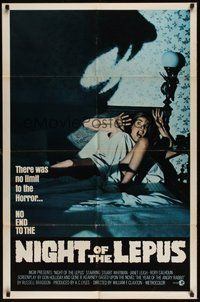 7d637 NIGHT OF THE LEPUS int'l 1sh '72 cool monster art, how many eyes does horror have!