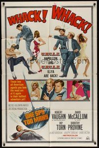 7d656 ONE SPY TOO MANY 1sh '66 Robert Vaughn, David McCallum, The Man from UNCLE!
