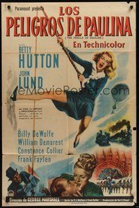 7d677 PERILS OF PAULINE Spanish/U.S. style A 1sh '47 wacky art of Betty Hutton as silent screen heroine!