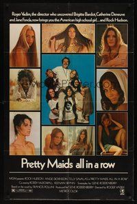 7d698 PRETTY MAIDS ALL IN A ROW 1sh '71 Rock Hudson seduces sexy high school cheerleaders!