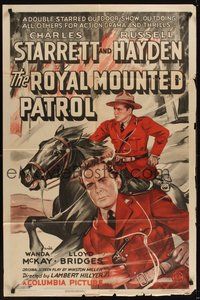 7d738 ROYAL MOUNTED PATROL 1sh '41 art of Canadian Mounties Charles Starrett & Russell Hayden!