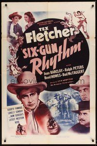 7d784 SIX-GUN RHYTHM 1sh '39 Tex Fletcher, Joan Barclay, Sam Newfield western!