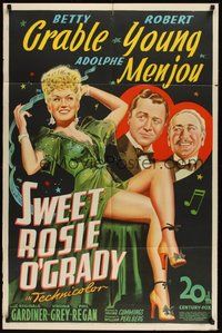 7d838 SWEET ROSIE O'GRADY 1sh '43 stone litho of sexy full-length Betty Grable, Young, Menjou