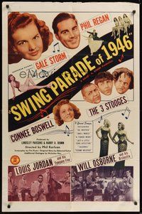 7d840 SWING PARADE OF 1946 1sh '45 Three Stooges, Gale Storm, Phil Regan!