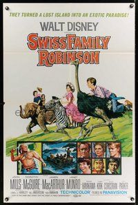 7d842 SWISS FAMILY ROBINSON 1sh R69 John Mills, Walt Disney family fantasy classic!