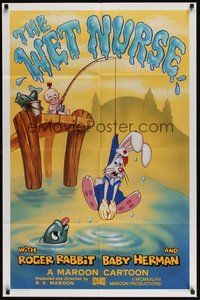 7d960 WET NURSE Kilian Enterprises 1sh '88 Baby Herman goes fishing w/Roger Rabbit as the bait!