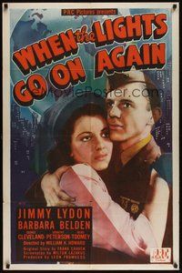 7d964 WHEN THE LIGHTS GO ON AGAIN 1sh '44 veteran Jimmy Lydon romances Barbara Belden!