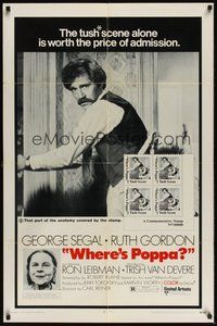 7d967 WHERE'S POPPA 1sh '70 Carl Reiner directed comedy, George Segal & Ruth Gordon!