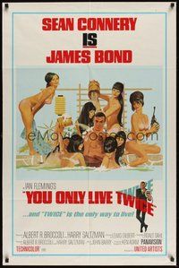 7d992 YOU ONLY LIVE TWICE style C 1sh '67 art of Sean Connery w/sexy girls by Robert McGinnis!