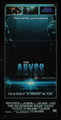 7e375 ABYSS Aust daybill '89 directed by James Cameron, Ed Harris, Mary Elizabeth Mastrantonio!