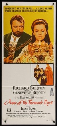 7e385 ANNE OF THE THOUSAND DAYS Aust daybill '70 King Richard Burton & Genevieve Bujold!