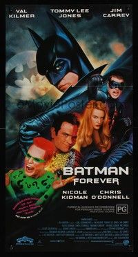 7e393 BATMAN FOREVER Aust daybill '95 Val Kilmer, Nicole Kidman, Tommy Lee Jones, Jim Carrey!
