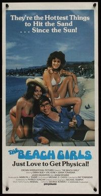 7e394 BEACH GIRLS Aust daybill '82 Debra Blee, Val Kline, the hottest things to hit the sand!