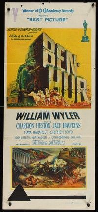 7e398 BEN-HUR Aust daybill '60 Charlton Heston, William Wyler classic religious epic!