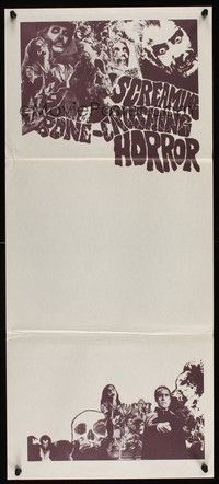 7e679 SCREAMING BONE-CRUSHING HORROR Aust daybill 70s horror stock poster cool art images