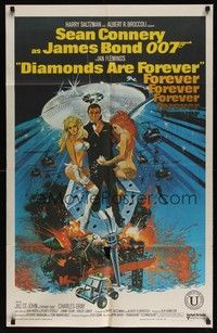 7e004 DIAMONDS ARE FOREVER Indian '71 art of Sean Connery as James Bond by Robert McGinnis!