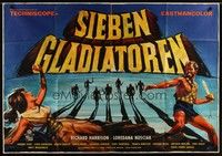 7e038 GLADIATORS SEVEN German 33x47 '63 I sette gladiator, cool sword & sandal artwork!