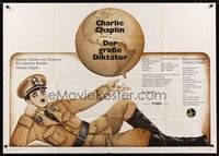 7e039 GREAT DICTATOR German 33x47 R73 Charlie Chaplin directs and stars, wacky WWII comedy!