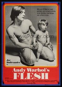 7e069 ANDY WARHOL'S FLESH German '70 naked Joe Dallesandro & infant by Francesco Scavullo!